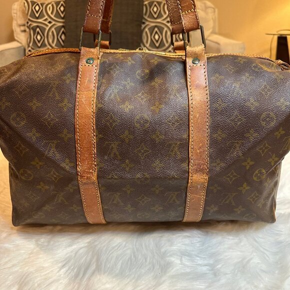Authentic Louis Vuitton Monogram Coated Canvas Sac Souple 45 Boston Travel Bag - Picture 6 of 17